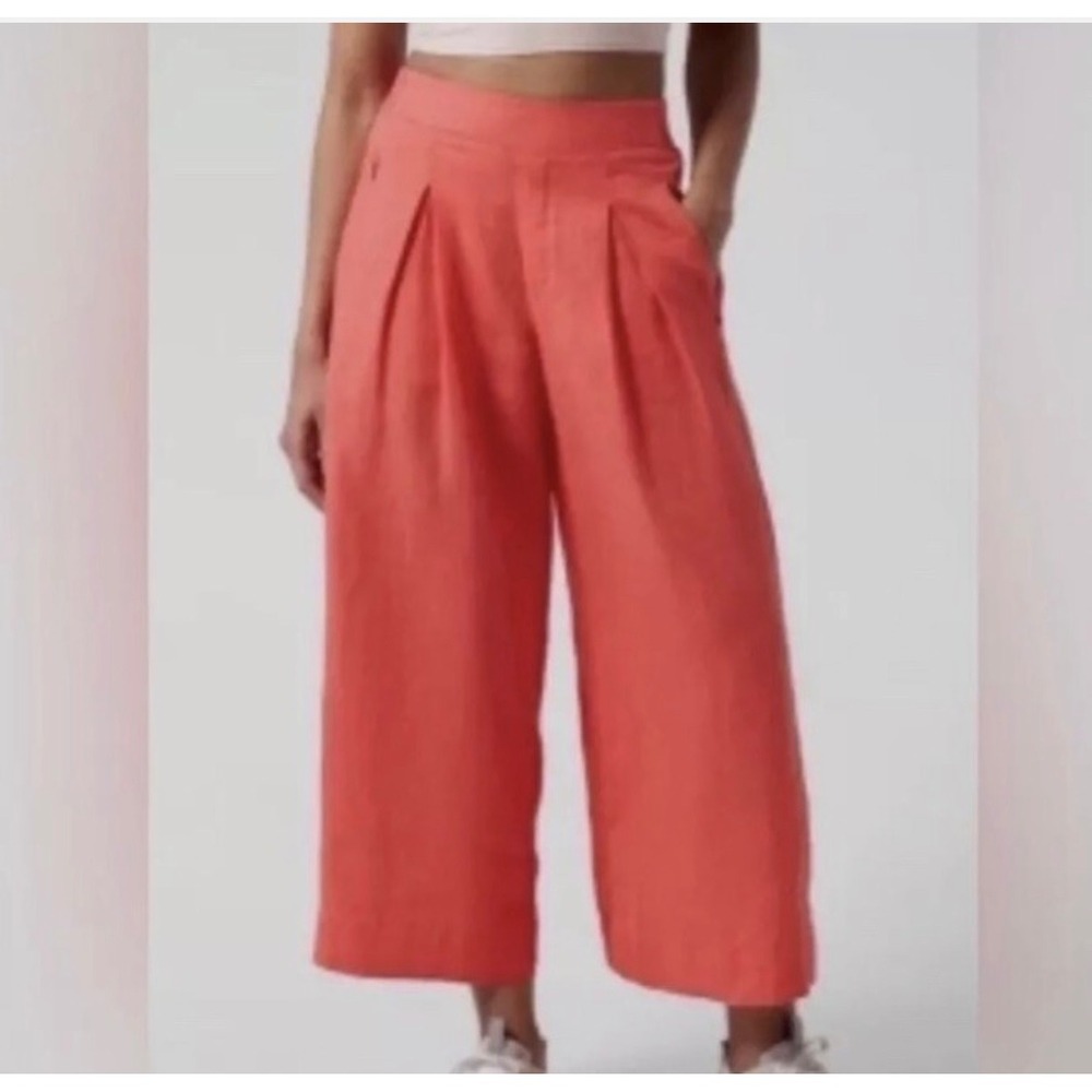 Athleta Wide-Leg Crop Pants in Coral